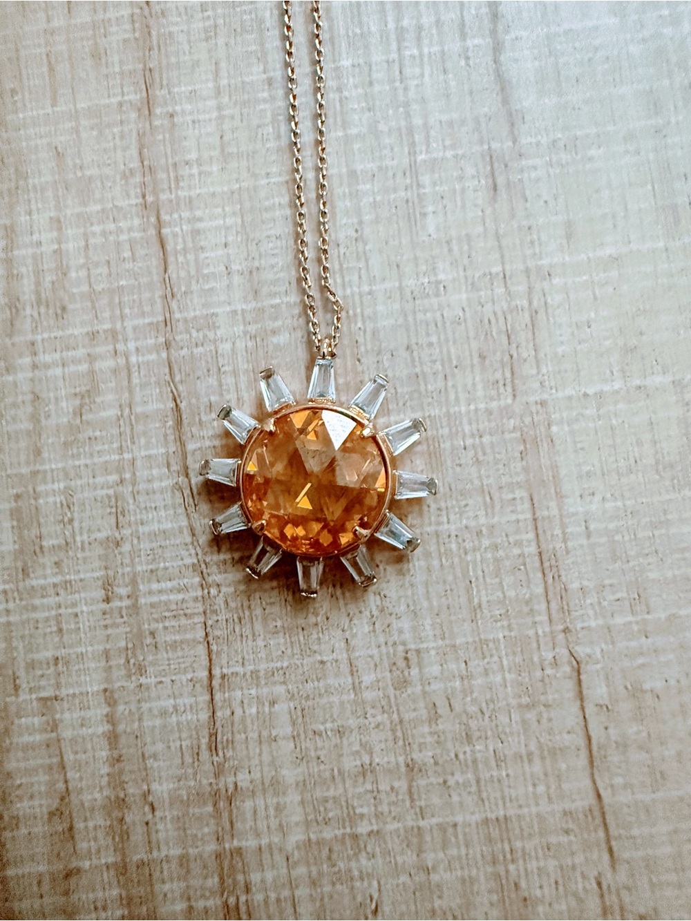 kate spade Gold Sunburst Pendant Necklace with Citrine Center - Picture 2 of 4